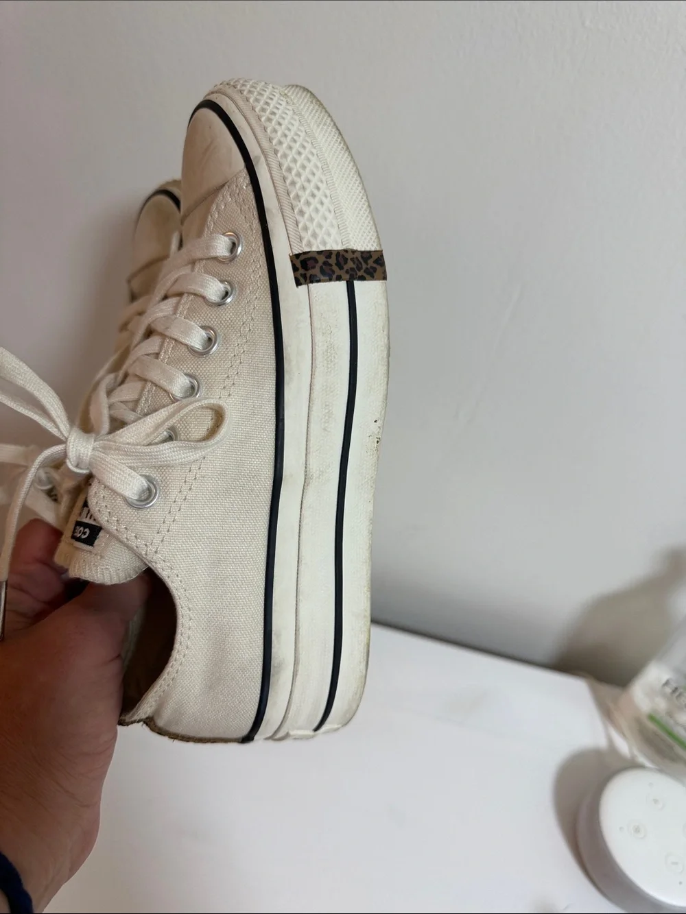Converse Platform Low Top Sneakers in Cream with Black Trim